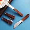 thumbnail image 4 of Juego de cuchillo, tenedor y cuchara de acero inoxidable 304, portátil, plegable y almacenable, con mango de madera., 4 of 7