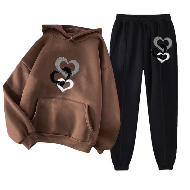 Puntoco Sudadera Con Capucha Para Mujer Sudadera De Manga Larga Con Bolsillo Pantalones De Moda Para Mujer Conjunto De Sudadera Estampada Liquidación Puntoco Puntoco-564