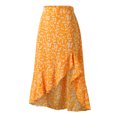 thumbnail image 4 of Gibobby faldas para niña mujer con estampado floral bohemio y estampado irregular con flecos(Amarillo, S), 4 of 5