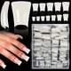 thumbnail image 3 of 120/504 piezas de puntas de uñas transparentes con forma de pato, media cobertura, extensiones de ABS para manicura francesa., 3 of 5