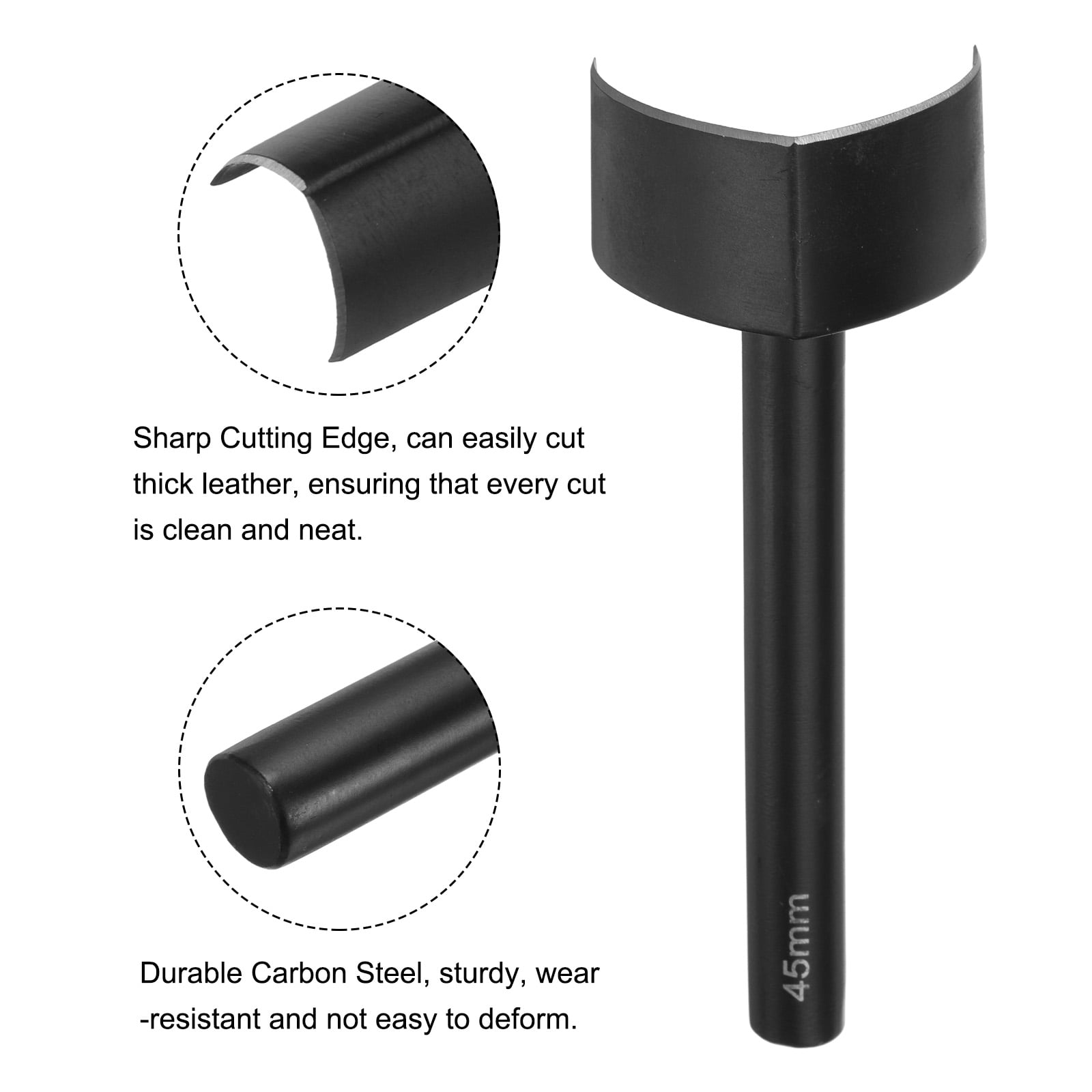 Uxcell V-Shaped Leather Cutter Punch 45mm Carbon Steel Strap Punch Tool for Crafting Strap Belt Wallet