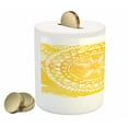 thumbnail image 2 of Yellow Piggy Bank, Mandala Pattern Art Geometric Floral Style Oriental Illustration Print, Ceramic Coin Bank Money Box for Cash Saving, 3.6" X 3.2", Yellow White, by Ambesonne, 2 of 4