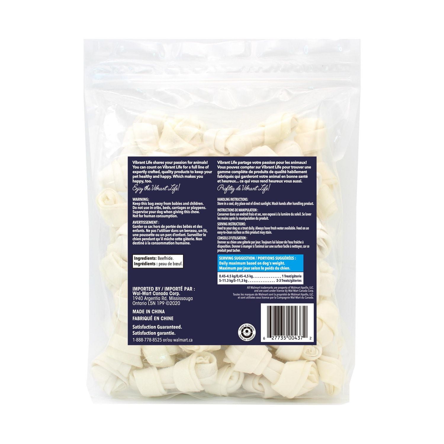 VibrantLife 2.5" Rawhide Bones Chews for Dogs, 624 g