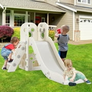 Arlopu Sturdy Toddler Slide, Plastic Kids Slide Play Climber with Basketball Hoop, Anti-Slip Steps, Indoor Outdoor Toy Playground for Children 2-7 Years