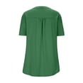 thumbnail image 6 of Womens Henley Shirts Spandex Short Sleeve Pleated V Neck Button Up Tunic Tops Flared Fit Irregular Oval Hem Summer Casual Work Blouses,Green,S, 6 of 9