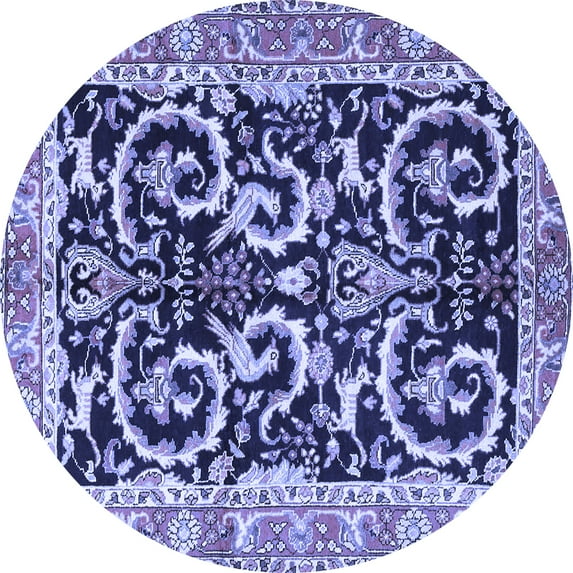 Ahgly Company Indoor Round Animal Blue Traditional Area Rugs, 4' Round