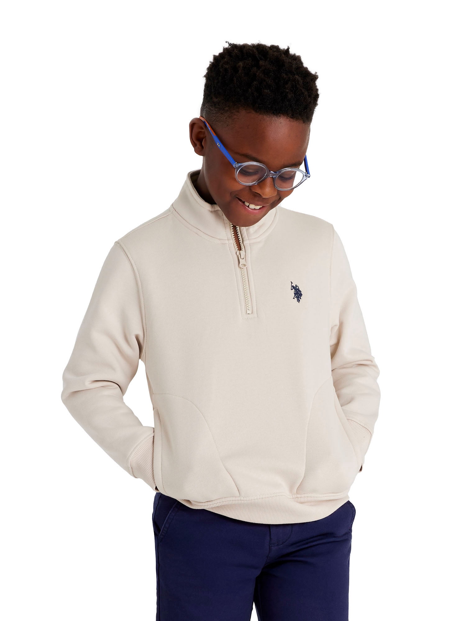 U.S. Polo Assn. Boys Fleece Quarter Zip, Sizes 4-18