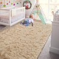 thumbnail image 5 of YJ.GWL Soft Fluffy Bedroom Rugs Shaggy Plush Area Rug for Living Room Home Decor Floor Carpet, 4' x 5.3',Camel, 5 of 7