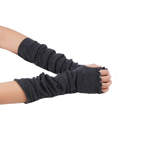 1 Pair Long Arm Cover High Elasticity Fingerless Gloves Multiple Collocations Knitted Sleeve Wrist Protection Mountaineering Ruffle Deep Gary