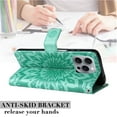thumbnail image 3 of TECH CIRCLE for iPhone 16 Pro Max Case 6.9" 2024, PU Leather Flip Wallet Case with Stand Function, Built-in Card Slots & Cash Pocket, Lightweight Protective Slim Cute Flower Cover with Lanyard, Green, 3 of 8