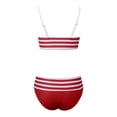 thumbnail image 5 of uvwlwu Women's Two Piece Striped Bikini Set with Bow Front Top and High Waist Bottom Bathing Suit,XL, 5 of 5