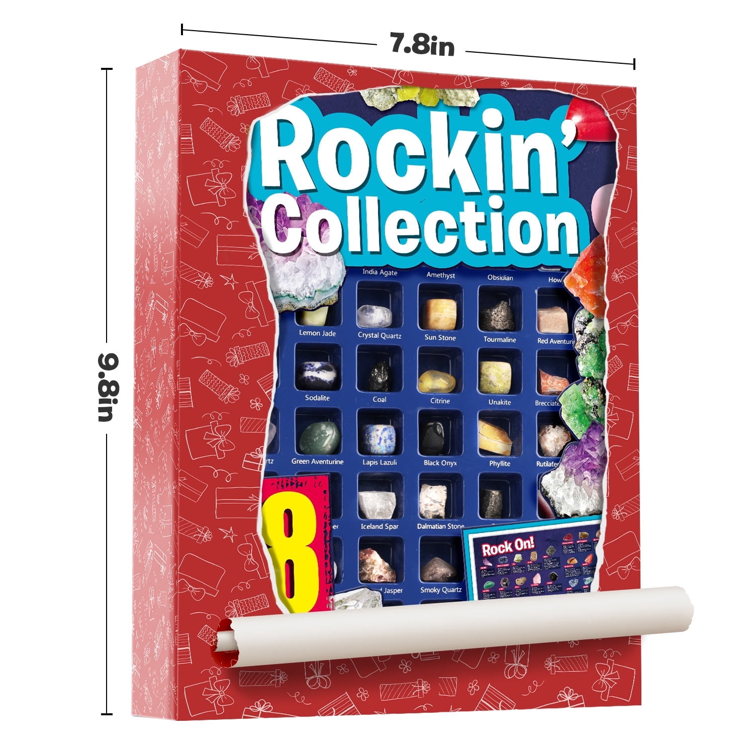 Eduman 48PCS Rocks Collection Kit, Geology Gem Mineral Set for
