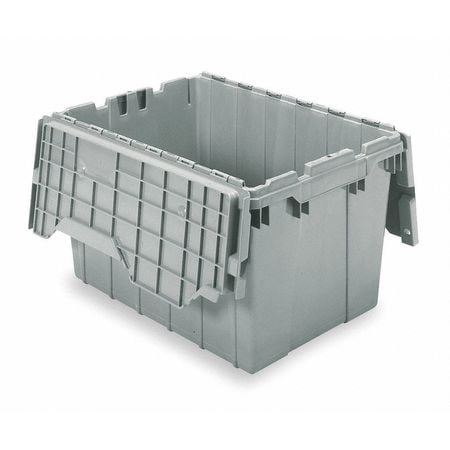 Attached Lid - AKRO-MILS Attached Lid Container,1.62 cu ft,Gray 391204W024