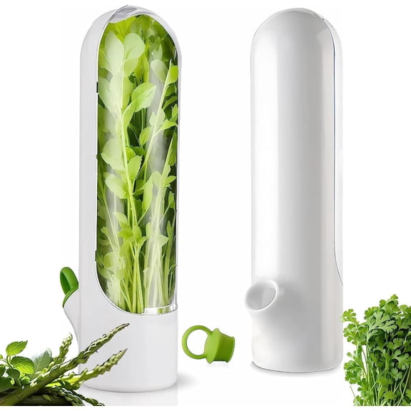 LQQBOX Herb Saver for Refrigerator, Herb Saver Pod, Fresh Herb Keeper for Cilantro, Mint, Parsley, Asparagus, Keeps Greens Fresh for 2-3 Weeks (2PCS)
