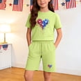 thumbnail image 2 of Kids 4th of July Green Outfit, Unisex Patriotic T-Shirt and Shorts Set 100% Cotton Independence Day Summer Clothes for 3-12 Years,Size 4 T, 2 of 9
