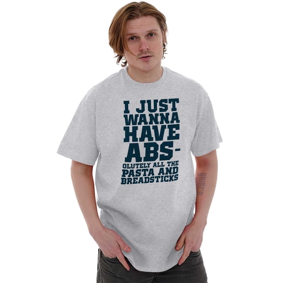 Want Abs Funny Working Out Cardio Gym Plus Size Crewneck Graphic Tee Shirt Brisco Brands 2X