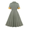 thumbnail image 3 of SMihono Fashion Women Short Sleeve 50s Retro Vintage Cocktail Party Swing Dress Trendy Casual Rockabilly Homewear A-Line Work Dresses Gray L, 3 of 8