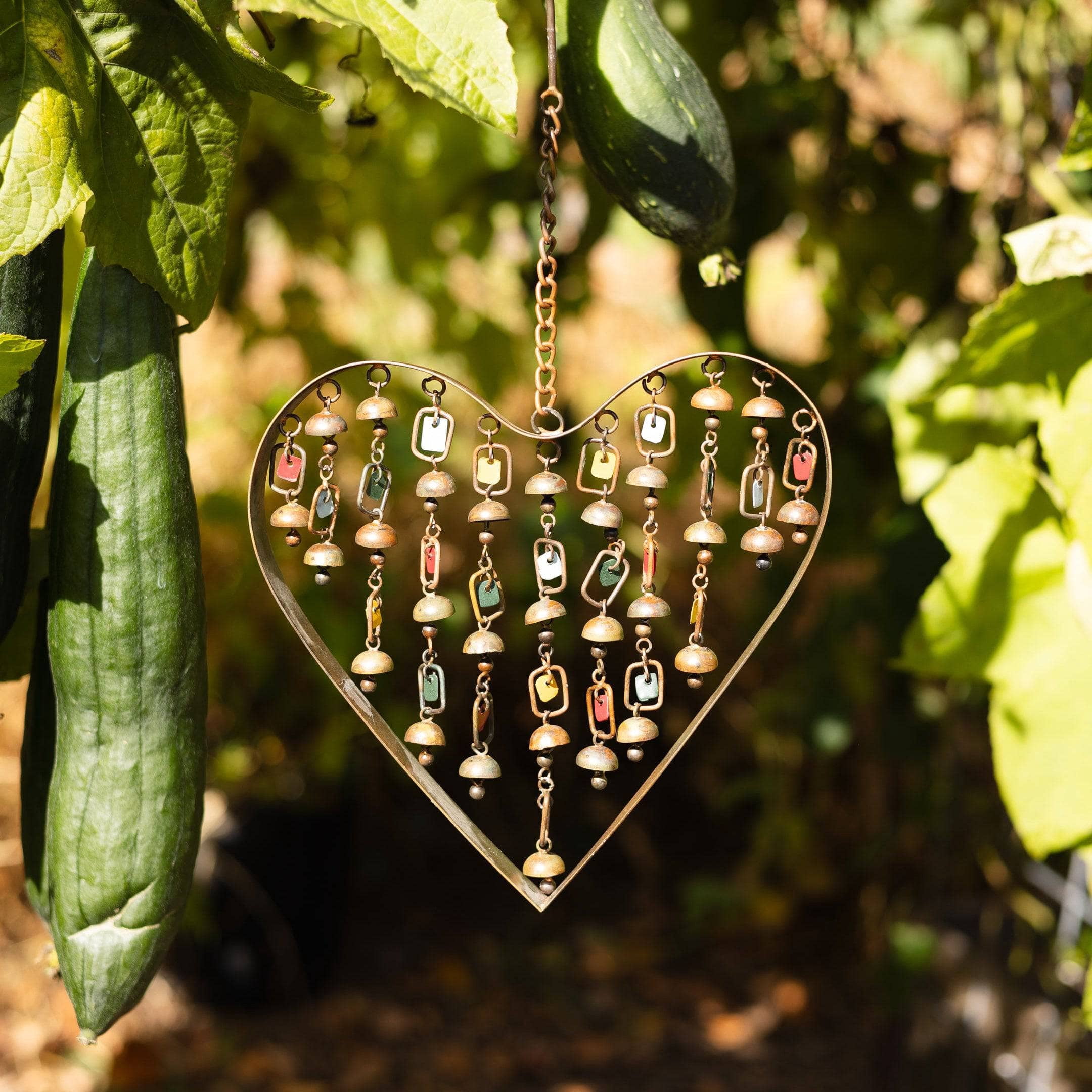 Heart with Dangles Ornament and Wind Chime, 9"
