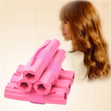 Pink 6pcs/set Magic Foam Sponge Hair Curler DIY Wavy Hair Travel Home Use Soft Hair Curler Rollers Styling Tools