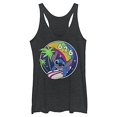 thumbnail image 1 of Junior's Lilo & Stitch Retro Rainbow Tri-Blend Racerback Layering Tank, Black Heather, Small, 1 of 2