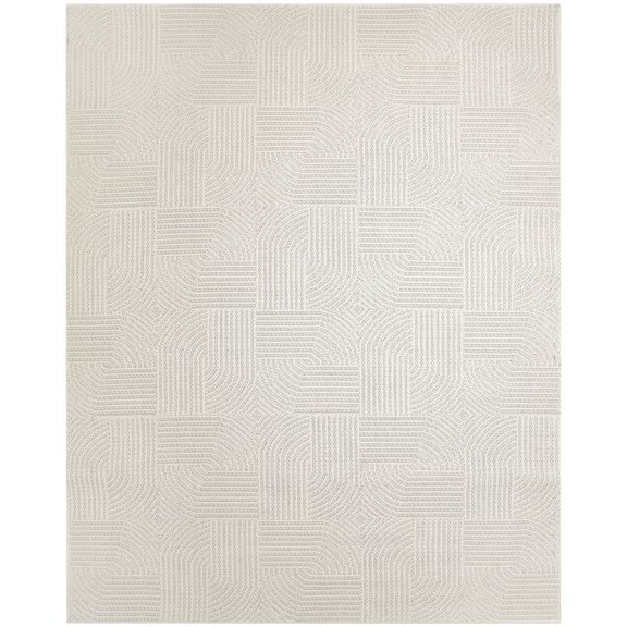 Nourison Textured Home 7'10" x 9'10" Ivory Modern Indoor Area Rug