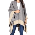 thumbnail image 3 of Sakkas Nila Women's Reversible Open Front Large Poncho Shawl Wrap Scarf Cape Ruana - Cream - One Size, 3 of 7