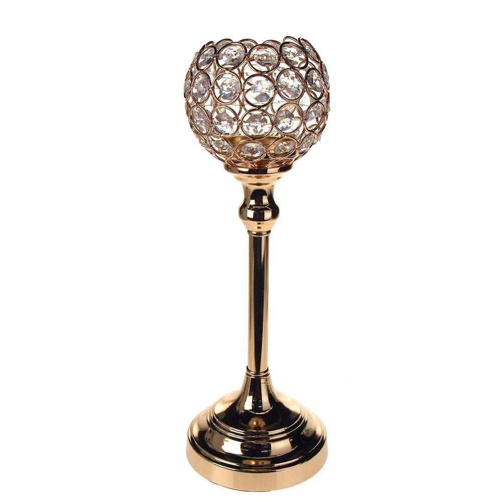 Crystal Globe Candle Holder Metal Centerpiece, Gold, 13Inch Walmart