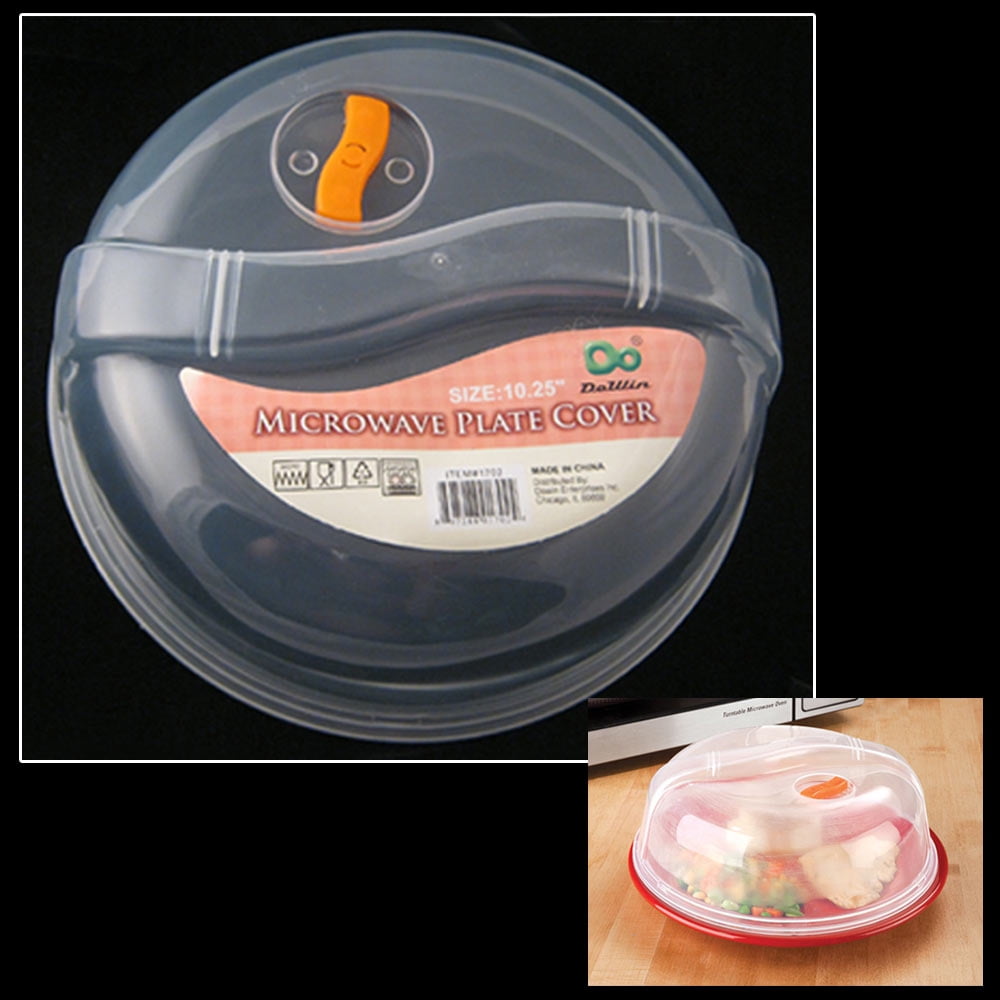 Kitchen Microwave Food Cover Plate Vented Splatter Clear Plastic Lid D3U5 