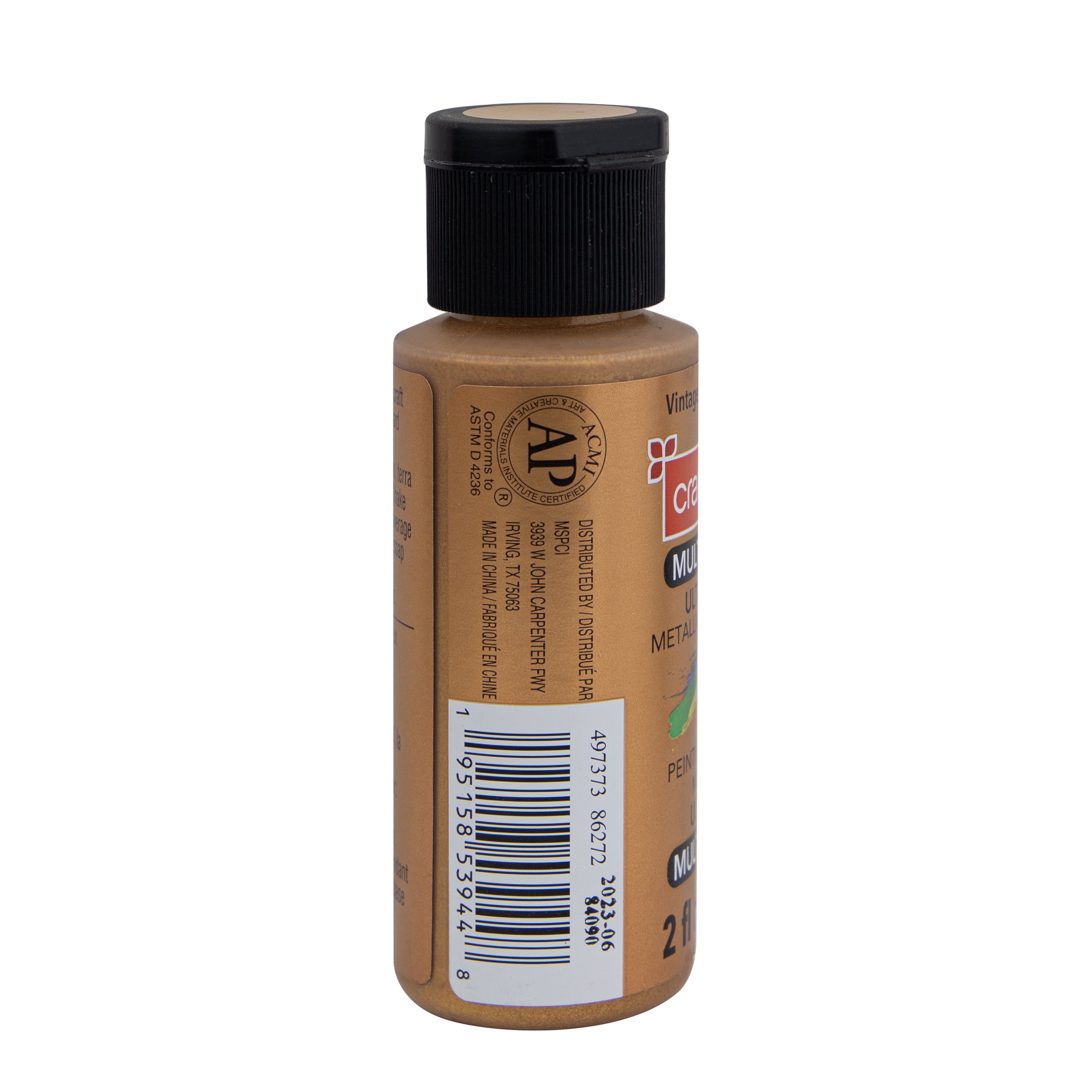 Craft Smart Vintage Gold Premium Ultra Bright Metallic Paint - Multi-Surface Shimmer Finish for Art, Crafts & Decor, 12 Pack