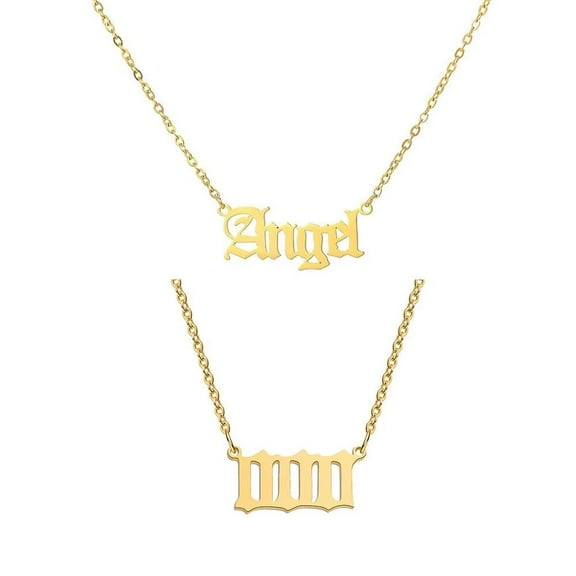 HIJONES Women's Angel Number Statement Necklace 000 Numbers Pendant Choker Chain Numerology Jewelry Gold