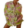 thumbnail image 1 of Robe Plissée Mini pour Femmes Imprimé Floral Col en V Profond Robe d'Été Manches Longues avec Cordon de Serrage Robe Chemise Clubwear Noir Floral S, 1 of 7