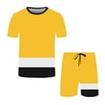 thumbnail image 4 of Cathalem Men Beach Outfits Sets Big and Tall Men's 2 Piece Outfits Short Sleeve Tee and Shorts Set(Yellow,XXL), 4 of 4