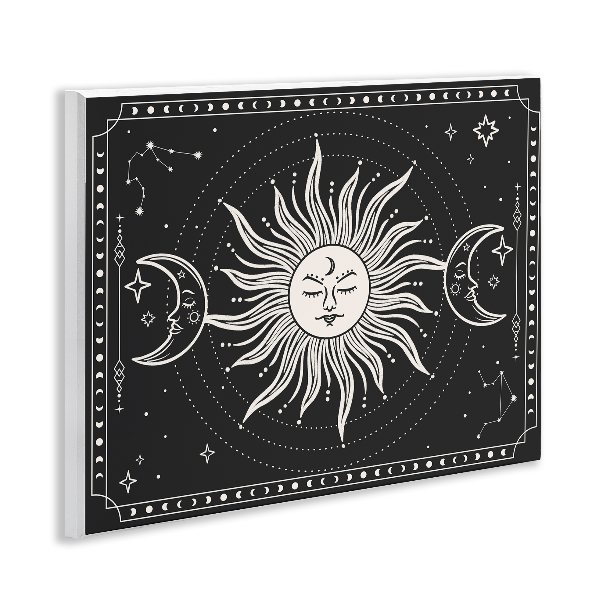 Stupell Industries Astrology Sun & Moon Pattern Astrology & Stars Painting Unframed Art Print Wall Art, 14 x 11