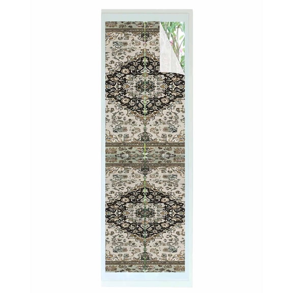 Window Privacy Film Retro Boho Stained Glass Window Film Decorative Sun Block Window Cover Farmhouse Neutral Ethnic Florals Motifs Window Clings Static Adhesive Sticker for Bathroom 17.7"x78.7"