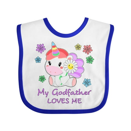 

Inktastic My Godfather Loves Me- Cute Unicorn Gift Baby Boy or Baby Girl Bib