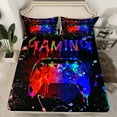 thumbnail image 2 of Erosebridal King Size Gaming Sheet Set Gamer Bed Sheets Video Game Room Decor,Gamepad Controller Gaming Bed Set Teens,Black Red Blue Tie Dye Top Sheet, 2 of 5