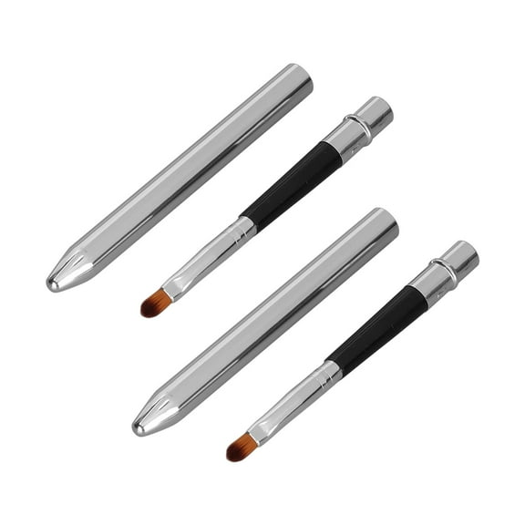 Tebru Lip Brush Retractable,Lip Brush For Lipstick,2pcs Lip Brush Ergonomic Retractable Sealing Design Small Easy Cleaning Single Head Aluminium Tube Lipstick Brush