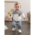 thumbnail image 6 of VeFlora Baby Toddler Boy Fall Outfit Contrast Color Long Sleeve & Short Sleeve Hooded Sweatshirt and Elastic Pants 2 Piece Clothes Set, 6 of 9