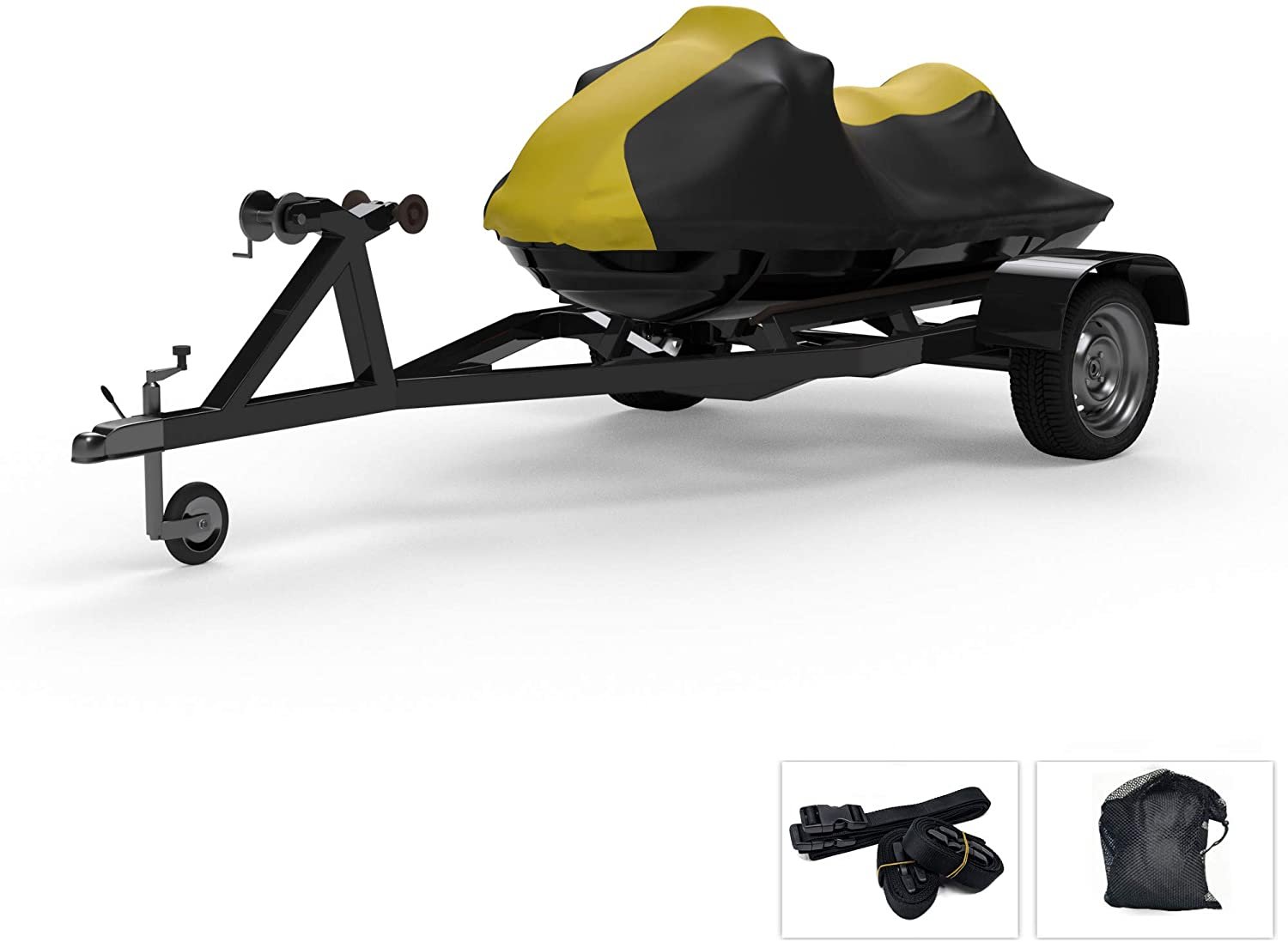 Weatherproof Jet Ski Covers for SEA DOO GTX 4-TEC Vans Triple Crown Edition 2003-2003 - Yellow/Black - All Weather - Trailerable - Protects from Rain, Sun! Free Trailer Straps & Storage Bag - image 1 of 7