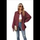 thumbnail image 3 of Camisas de con Botones para Mujer, Elegantes, Informales, de Larga, Holgadas, con Bolsillo, Vino Tinto, Talla L, 3 of 9