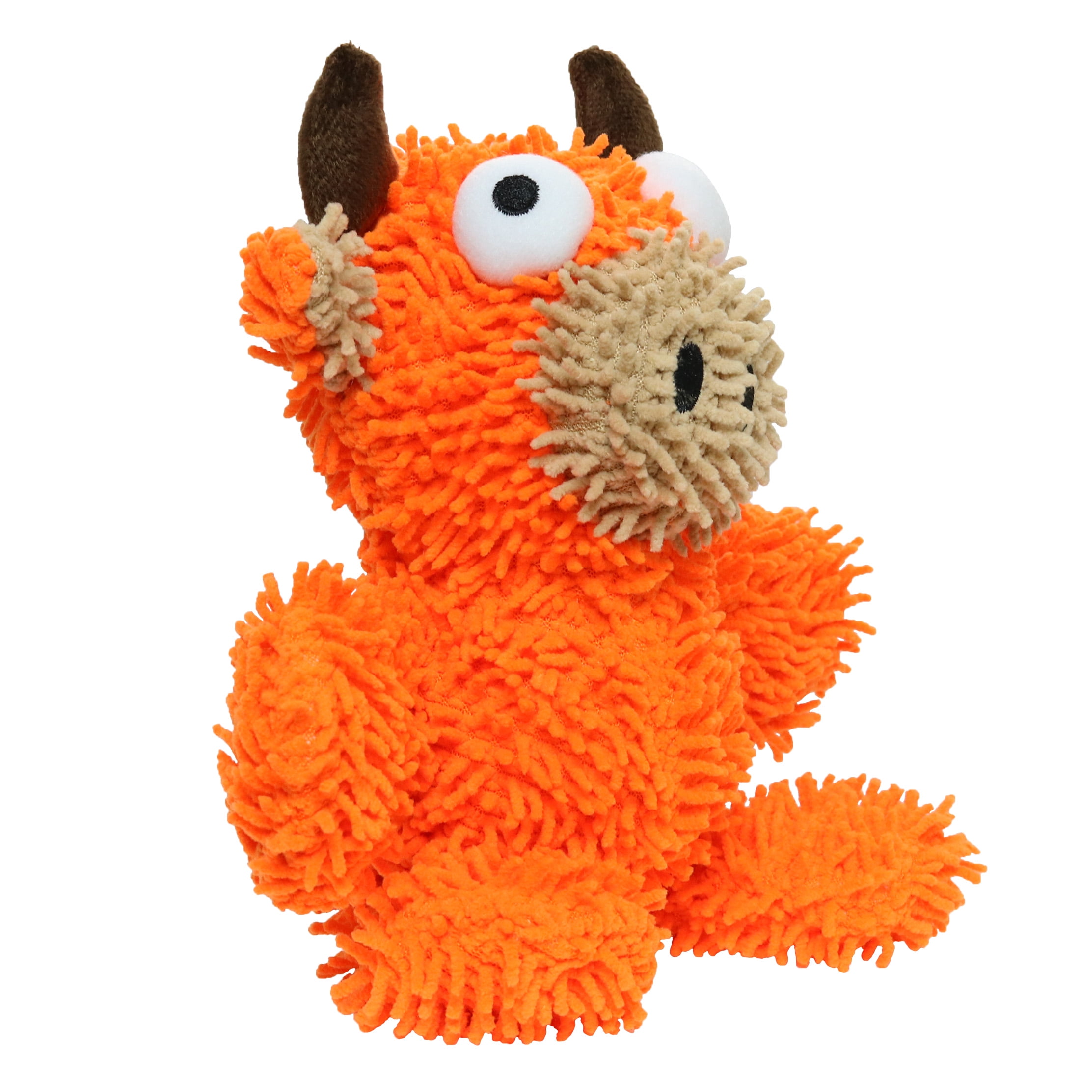 Mighty Microfiber Ball Med Bull Orange Durable Plush Squeaky Dog Toy