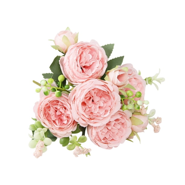 Flores Artificiales para Al Aire Libre Hermosa Seda Artificial Flor Falsa Boda Ramo Día de San Valentín Decoración Nupcial Peonías Flores Artificiales