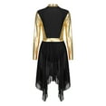 thumbnail image 4 of iEFiEL Womens Asymmetrical Overlay Liturgical Praise Dance Leotard Dress Long Sleeve Worship Costume Dancewear Black M, 4 of 7