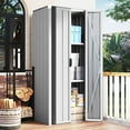 thumbnail image 2 of YODOLLA Outdoor Metal Storage Cabinet with Locking Doors and Adjustable Shelves for Home, Office,Garden(White), 2 of 10