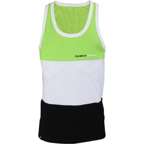 Small MusclePharm Tri-Fold Tank Top Black//White//Green