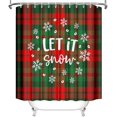 thumbnail image 4 of Christmas Winter Shower Curtain Let It Snow Shower Curtain for Bathroom Red and Green Buffalo Plaid Christmas Bathroom Decors Fabric Waterproof Bath Curtain 72x72 Inch, 4 of 6