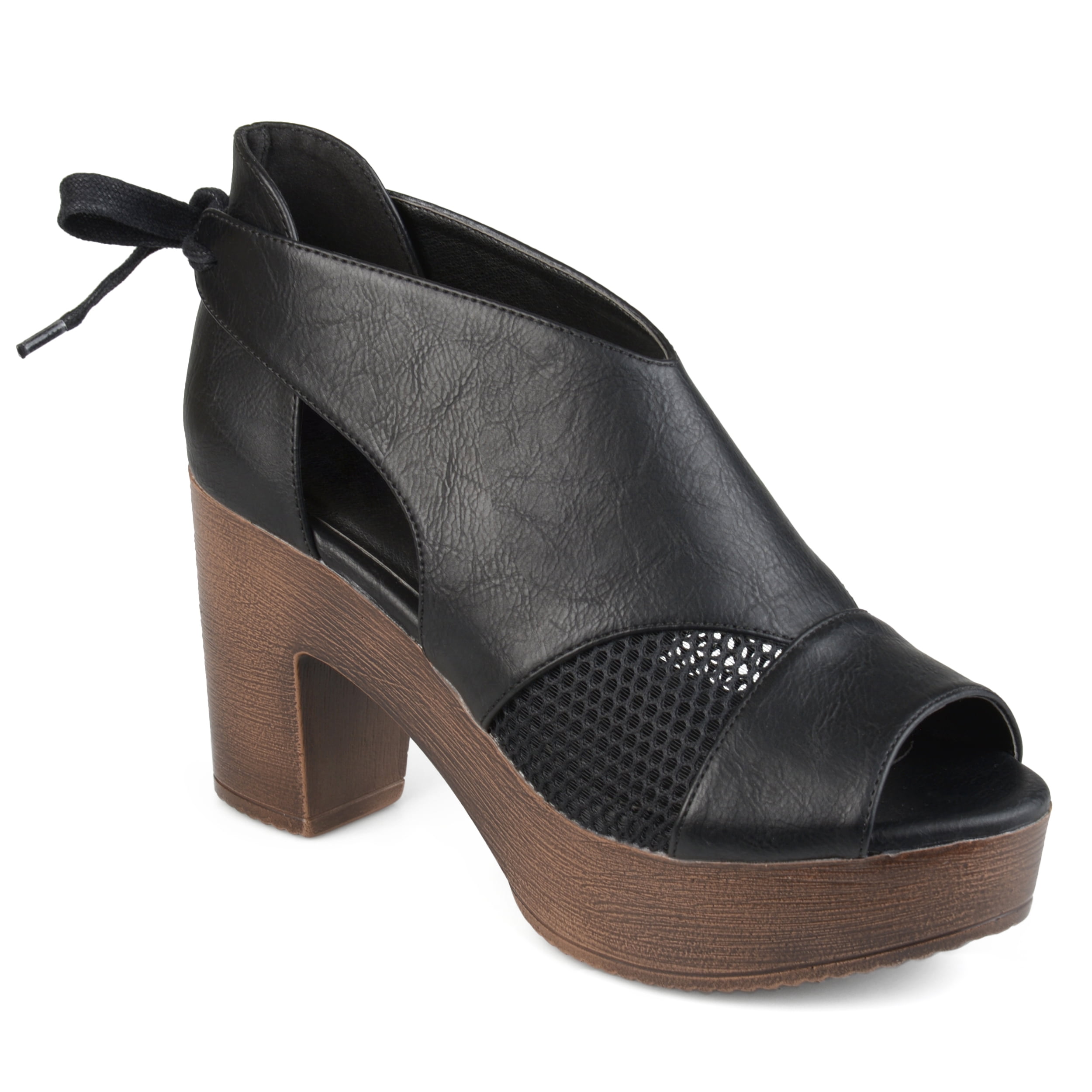 Brinley Co. - Women's Faux Leather Tie Back Open Toe Platform Clogs ...