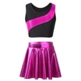 thumbnail image 2 of iiniim Girl's Sleeveless Ballet Dance Crop Top with Glossy Metallic Ruffle A-Line Skirt Hip Hop Jazz Latin Dancewear Hot Pink 12, 2 of 7