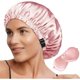 thumbnail image 1 of wonima11 2Pcs Hair Bonnets For Sleeping Satin Bonnet Silk Bonnets For Women Silky Night Caps Womens Curly Hair Sleep Cap, 1 of 1