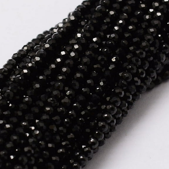 Natural Black Spinel Bead Strands Faceted Rondelle 2mm Hole: 1mm about 170pcs/strand 13.3 inch Spinel